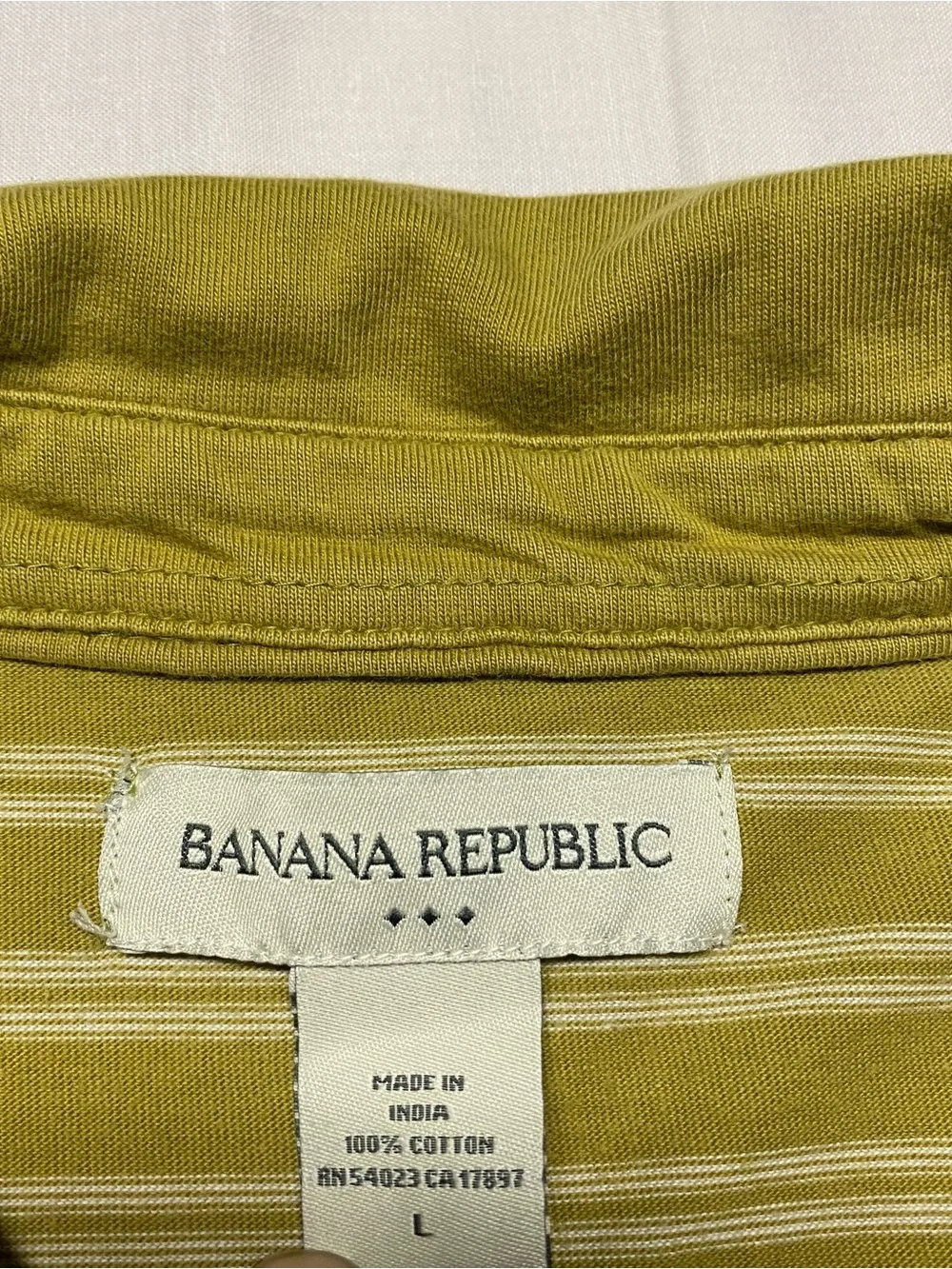 Banana Republic Striped Olive Polo